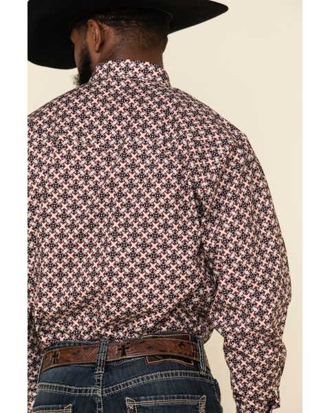 Resistol Men's Red Orchard Geo Print Long Sleeve Western Shirt , Red, hi-res