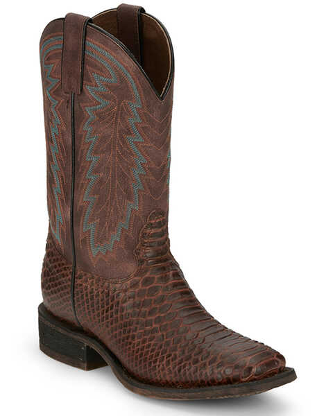 Image #1 - Nocona Men's Mescalero Snake Print Western Boots - Broad Square Toe, Cognac, hi-res