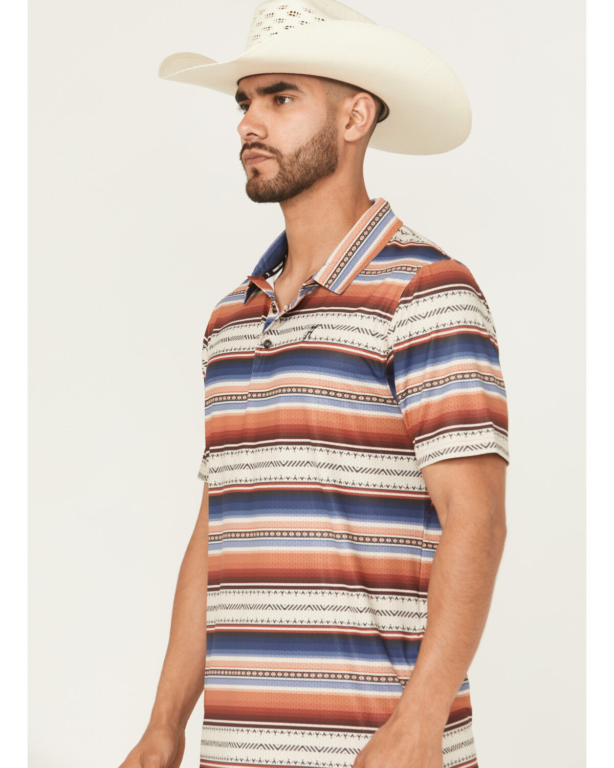 Image #2 - Hooey Men's San Juan Serape Stripe Print Short Sleeve Button-Down Polo Shirt, Multi, hi-res