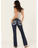 Image #1 - Miss Me Women's Dark Wash Mid Rise 32" Bootcut Stretch Denim Jeans, Dark Wash, hi-res