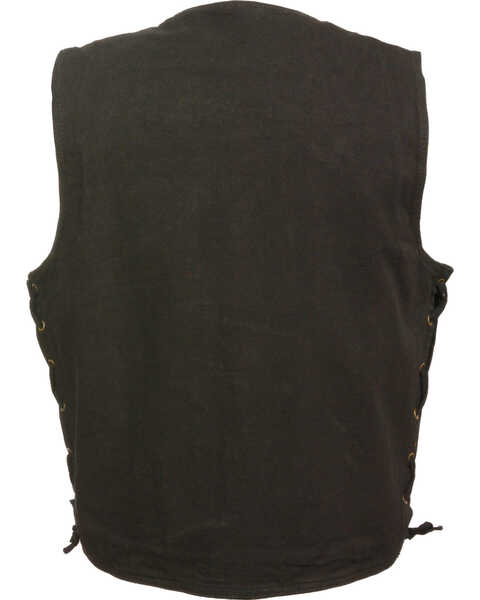 Image #2 - Milwaukee Leather Men's Side Lace Denim Vest with Chest Pockets - Big - 3X, , hi-res