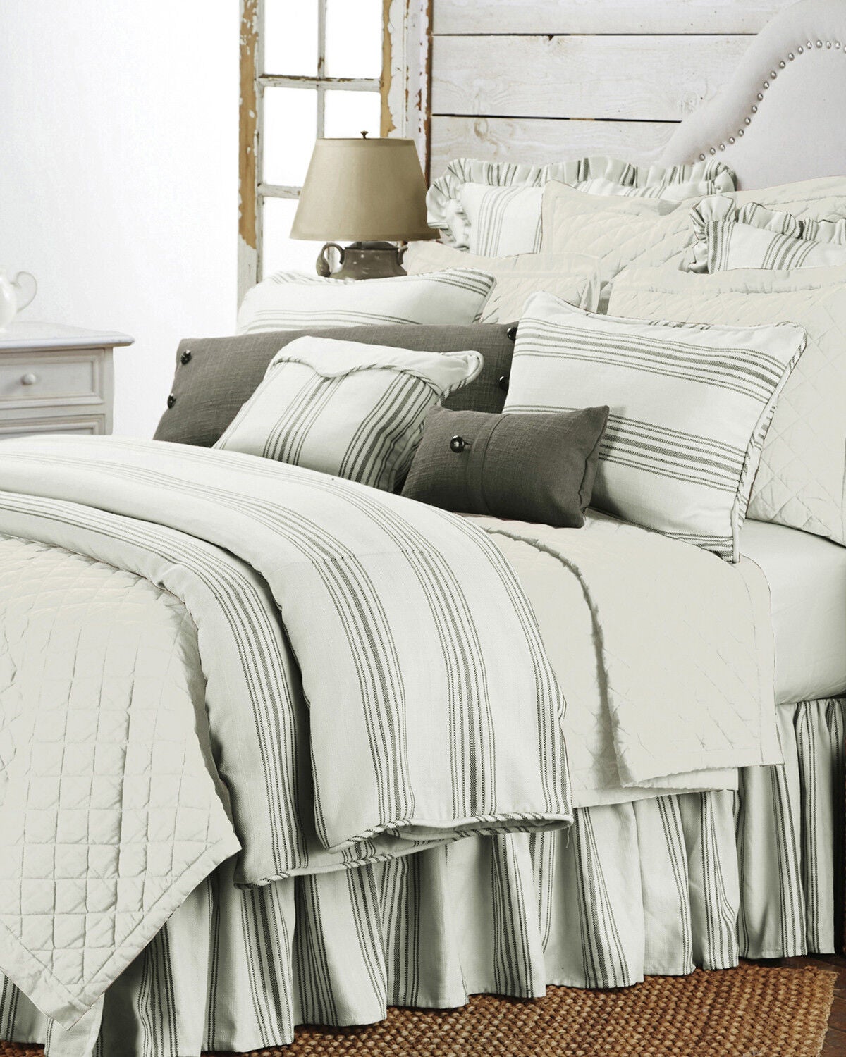 HiEnd Accents Prescott Striped Print King Comforter Set - 3 Piece, Taupe, hi-res
