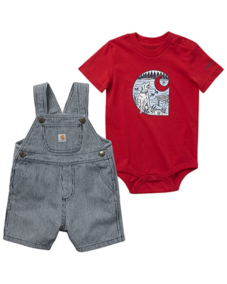 Carhartt Infant-Boys' Onesie & Shortalls Set - 2-Piece, Red, hi-res