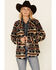 Outback Trading Co Women's Avery Southwestern Print Long Sleeve Button Down Western Big Shirt , Navy, hi-res