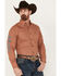 Image #2 - Ariat Men's Team Webster Geo Print Long Sleeve Button-Down Western Shirt, Orange, hi-res