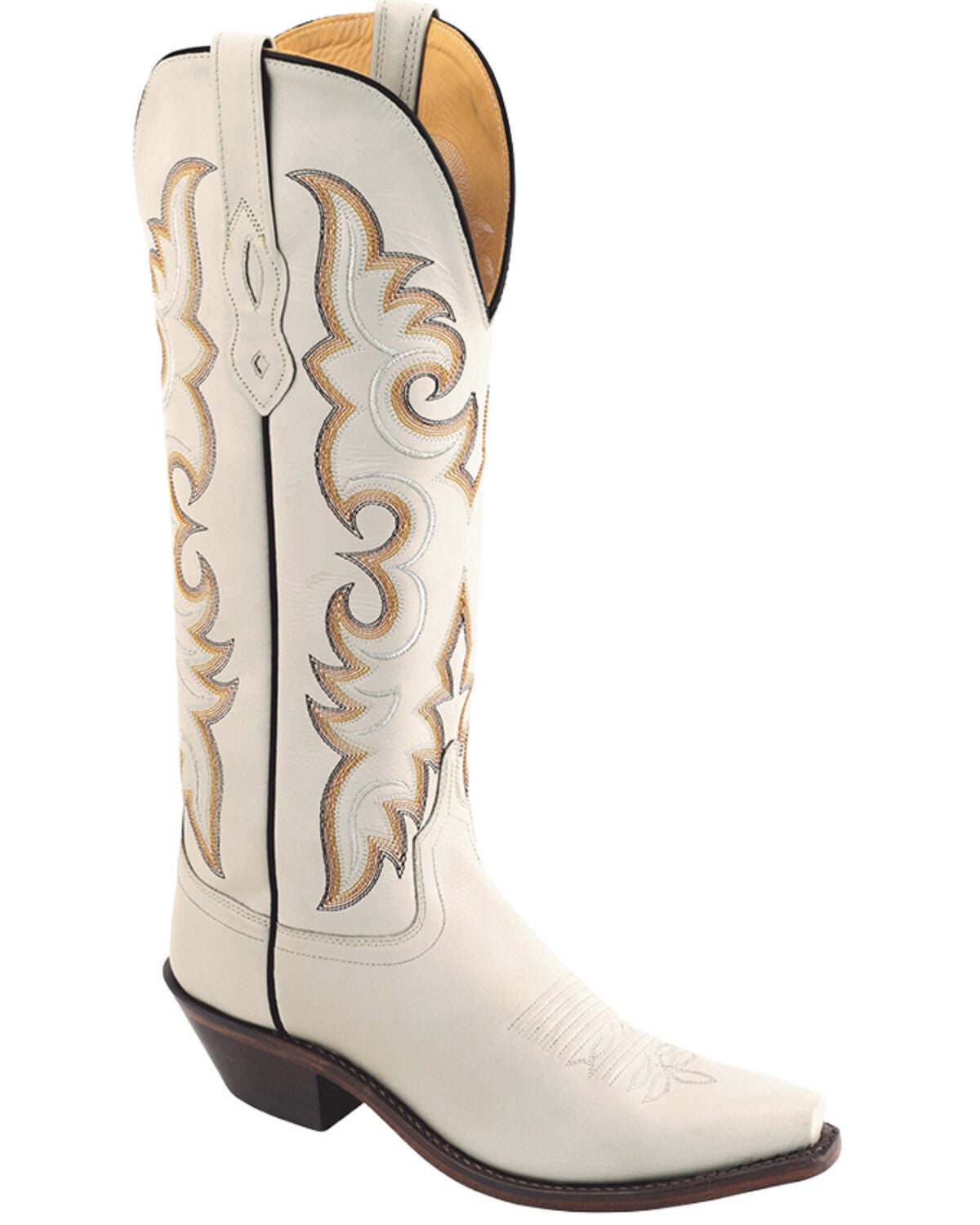 Old West Women's Tall Western Boots - Snip Toe, Cream, hi-res