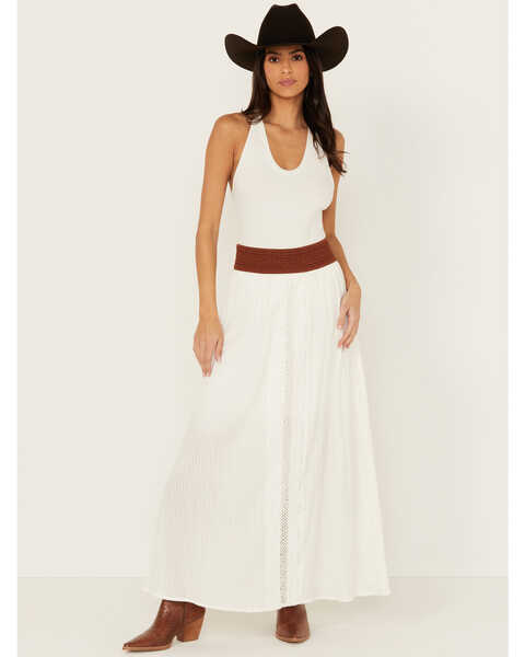Image #1 - Shyanne Women's Lace Inset Maxi Skirt , White, hi-res