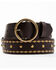 Image #1 - Cleo + Wolf Women's Studded Rivet Leather Retro Belt, Dark Brown, hi-res