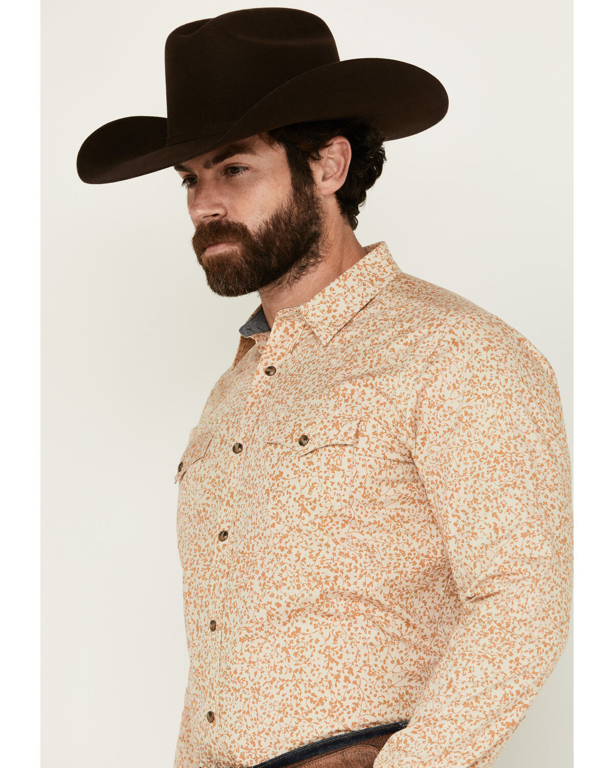 Image #2 - Cody James Men's Playing Field Floral Print Long Sleeve Snap Western Shirt, Tan, hi-res