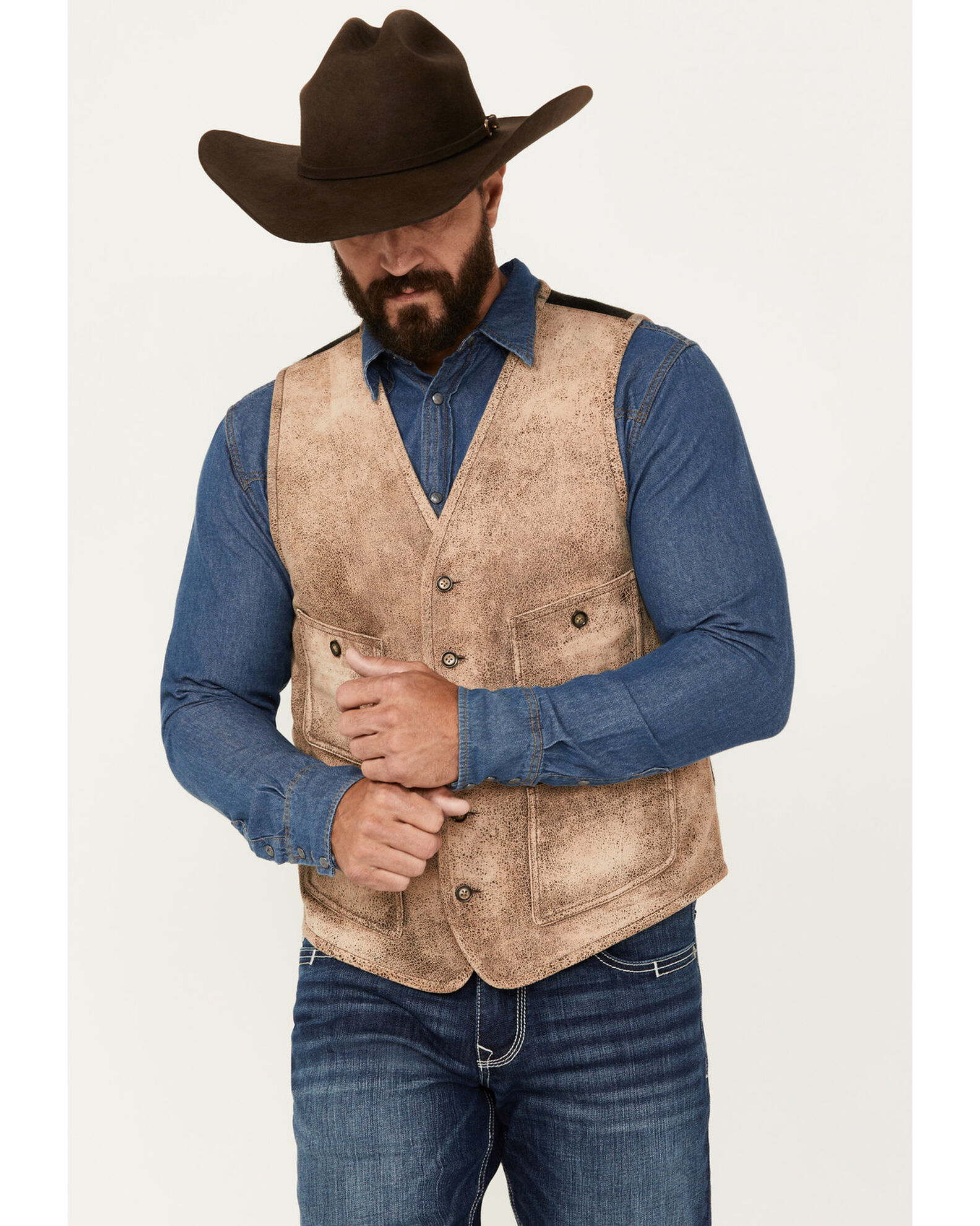 Cody James Men s White Buffalo Suede Vest Sheplers
