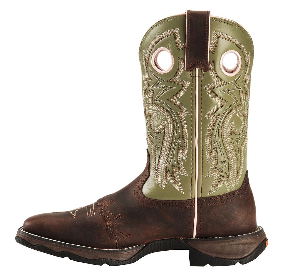 Durango Lady Rebel Green Saddle Cowgirl Boots - Square Toe, Bay Apache, hi-res