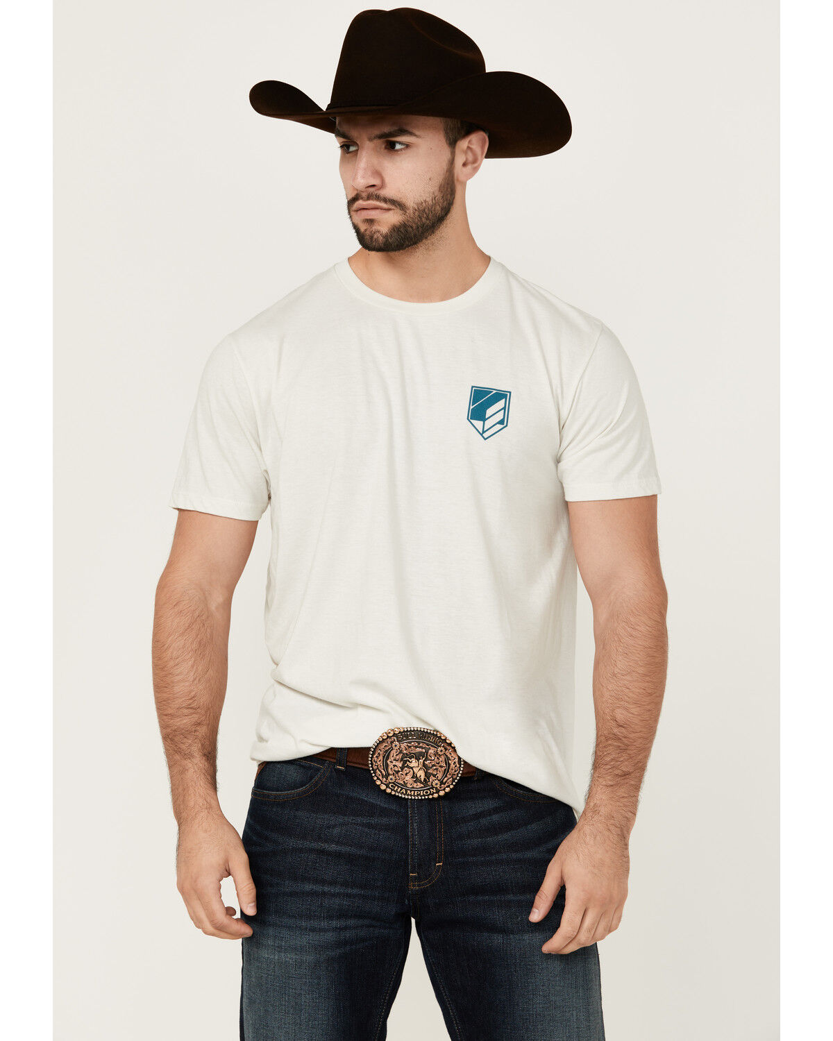 Image #1 - RANK 45® Men's 8 Seconds Cowboy Short Sleeve Graphic T-Shirt, Ivory, hi-res