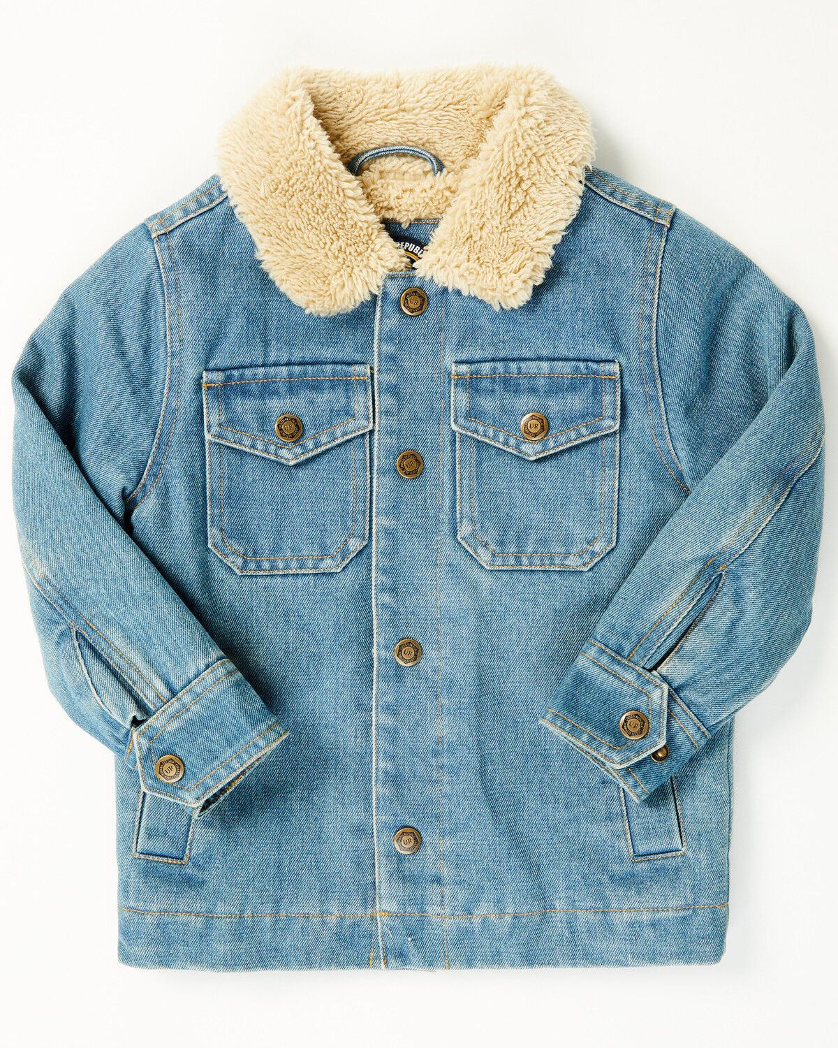 Image #1 - Urban Republic Toddler Boys' Sherpa Lined Denim Jacket, Blue, hi-res