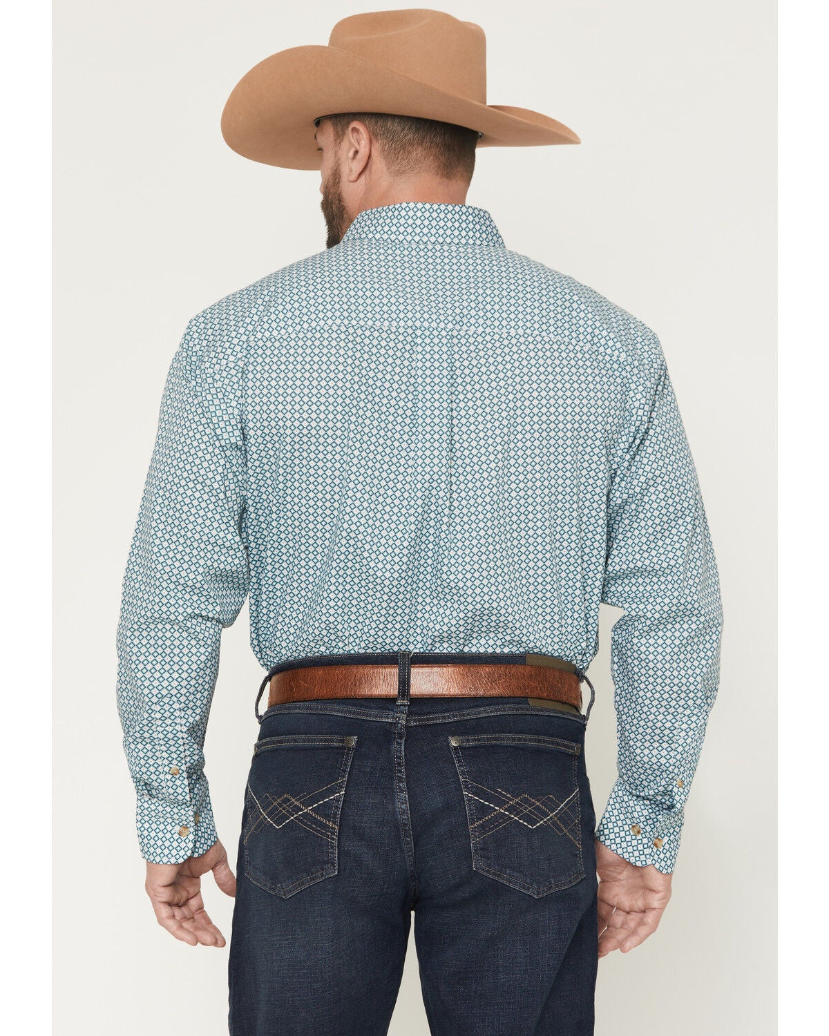Image #4 - Wrangler Men's Classics Geo Print Long Sleeve Button-Down Western Shirt - Tall, Turquoise, hi-res