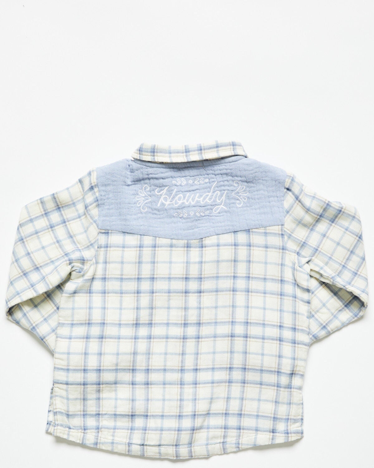 Image #3 - Angel Dear Toddler Boys' Plaid Print Long Sleeve Pearl Snap Western Shirt, Blue, hi-res