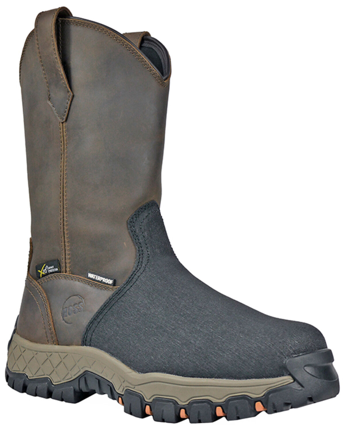 Image #1 - Hoss Men's 11" Recon Waterproof Metguard Wellington Work Boots - Composite Toe, Brown, hi-res