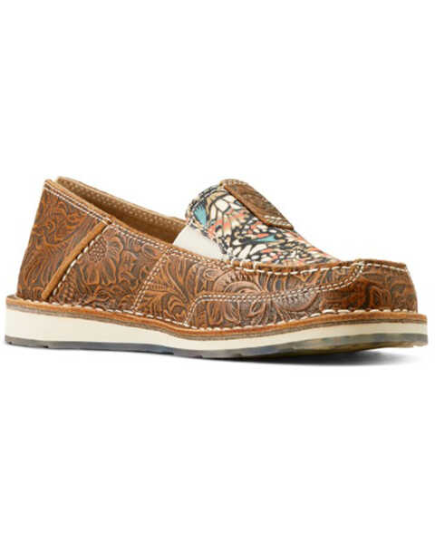 Image #1 - Ariat Women's Floral Embossed Cruiser Casual Shoes - Moc Toe , Brown, hi-res