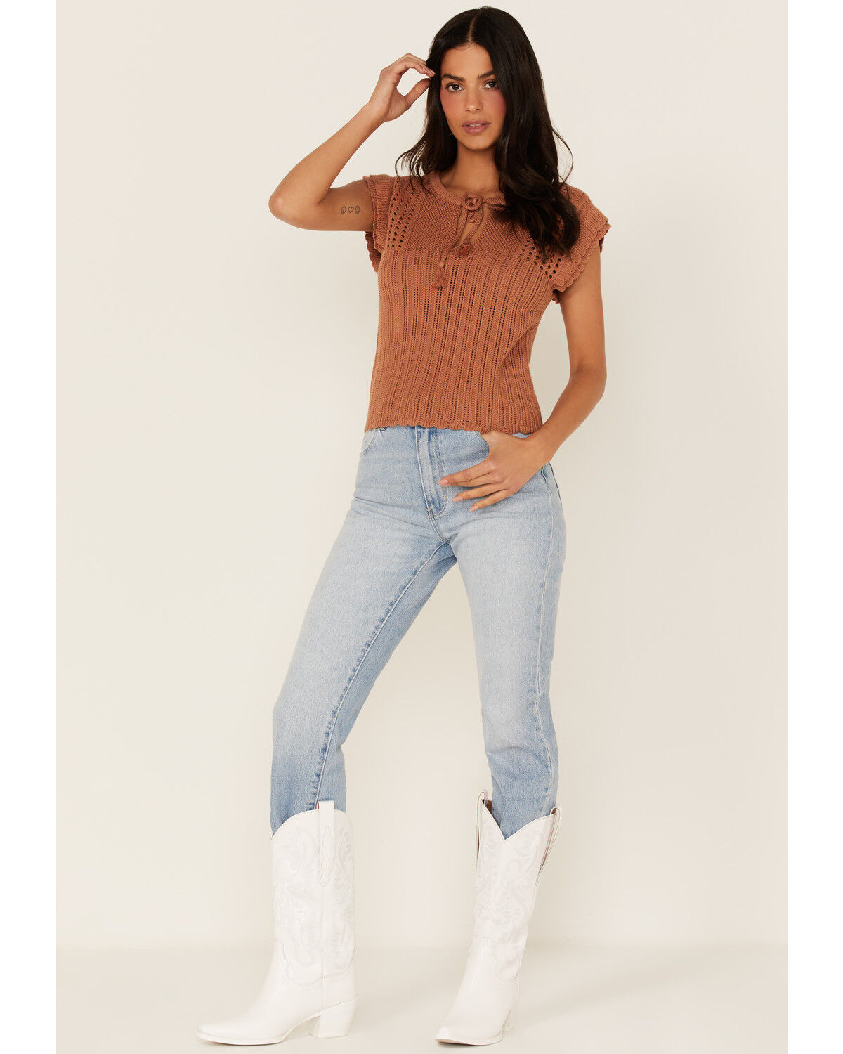 Image #2 - Heartloom Women's Griffin Knit Sweater Top, Rust Copper, hi-res