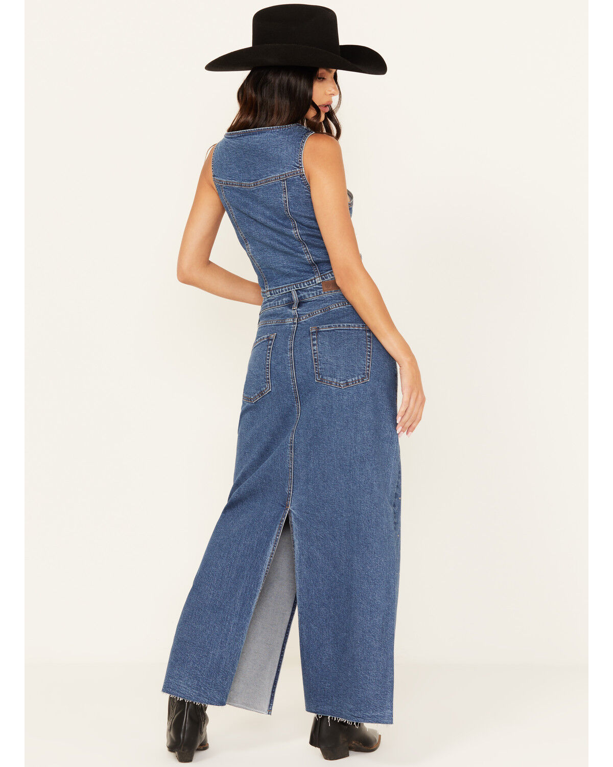 Image #3 - Rock & Roll Denim Women's Medium Wash Rhinestone Studded Maxi Skirt, Medium Wash, hi-res