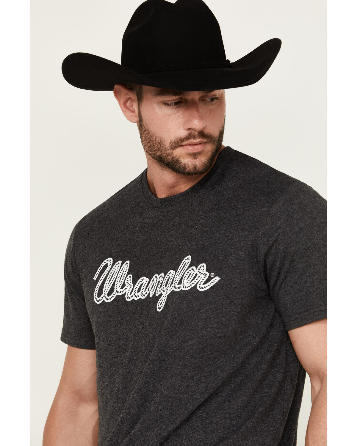 Image #2 - Wrangler Men's Rope Logo Short Sleeve Graphic Print T-Shirt, Charcoal, hi-res