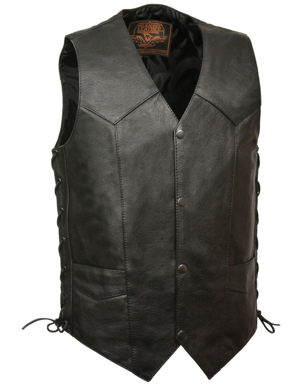 Milwaukee Leather Men's 58-60 Classic Side Lace Vest, Black, hi-res