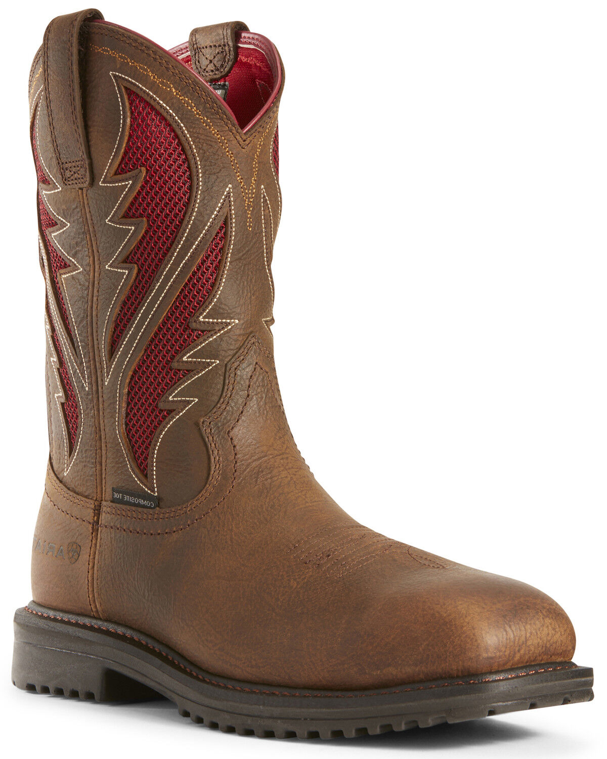 Image #1 - Ariat Men's Rigtek VentTEK Rye Western Work Boots - Composite Toe, Brown, hi-res