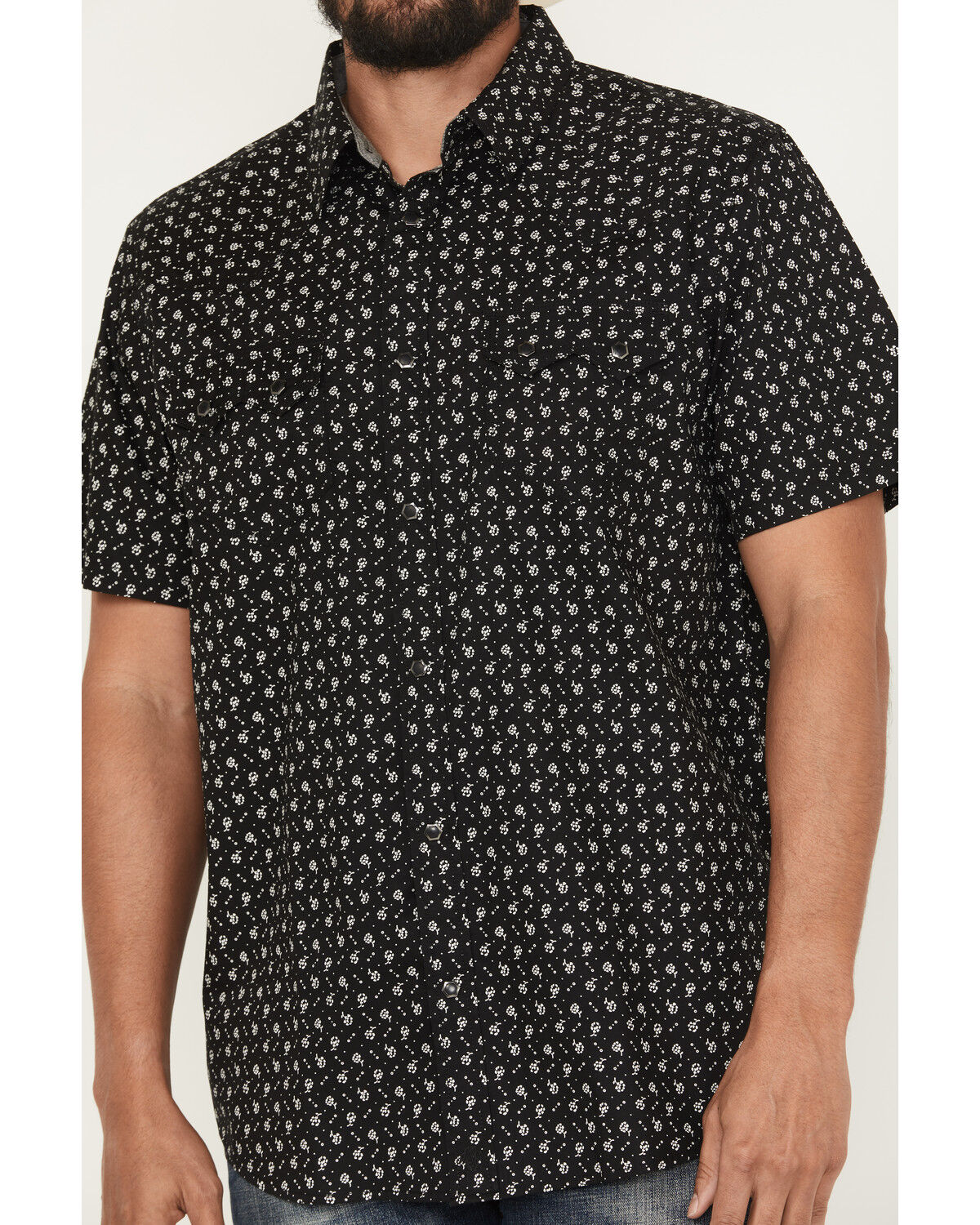 Image #3 - Moonshine Spirit Men's Only Road Floral Print Short Sleeve Snap Western Shirt, Black, hi-res