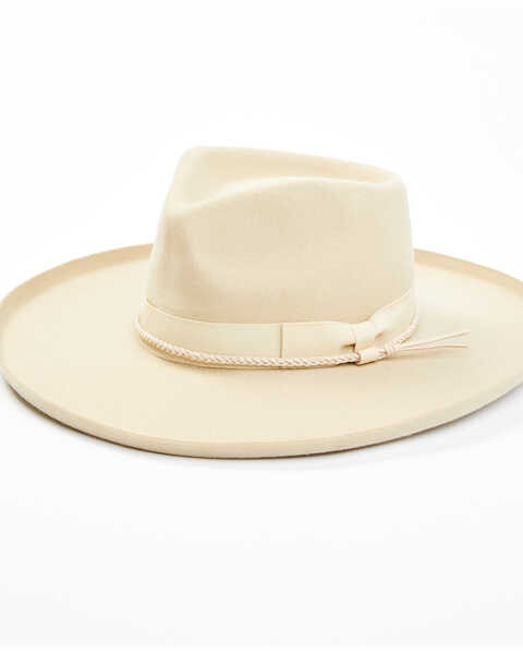Shyanne Women's Ribbon Wool Felt Fashion Western Hat , Tan, hi-res