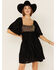 Image #2 - By Together Women's Sequin & Lurex Striped Babydoll Mini Dress, Black, hi-res