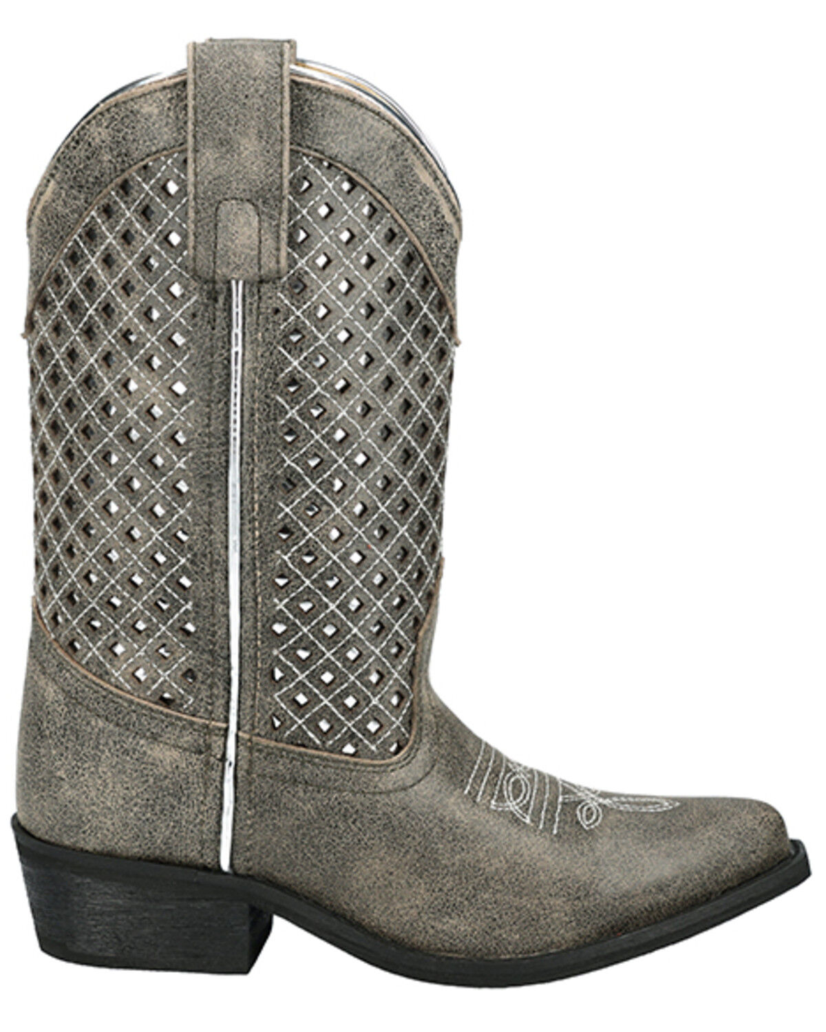 Image #2 - Smoky Mountain Little Girls' Magnolia Western Boots - Snip Toe, Grey, hi-res