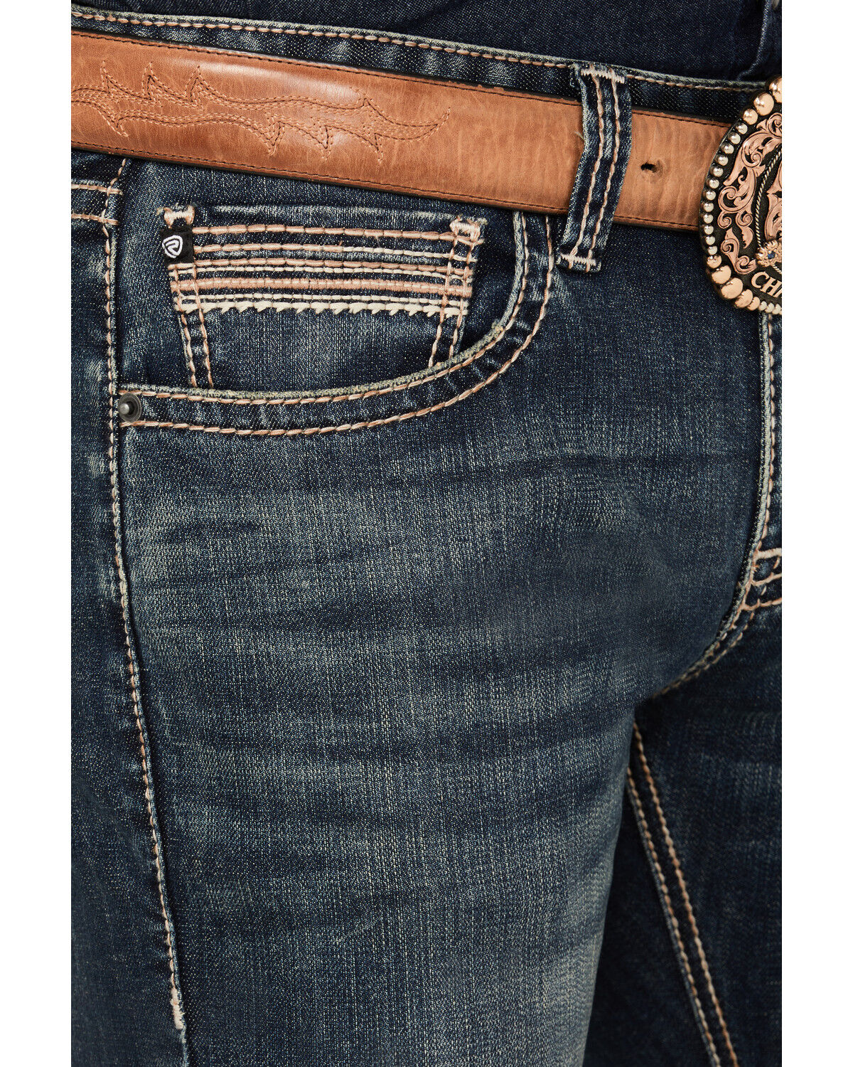 Image #2 - Rock & Roll Denim Men's Dark Vintage Wash Skinny Reflex Denim Jeans, Dark Medium Wash, hi-res