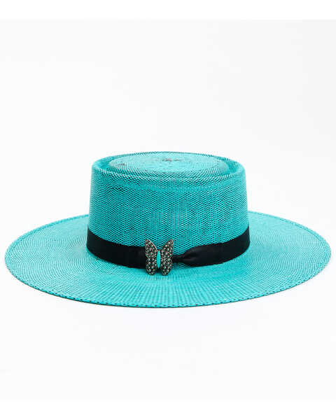 Image #3 - Charlie 1 Horse Women's Guardian Teal Butterfly Pin Band Fashion Straw Hat , , hi-res