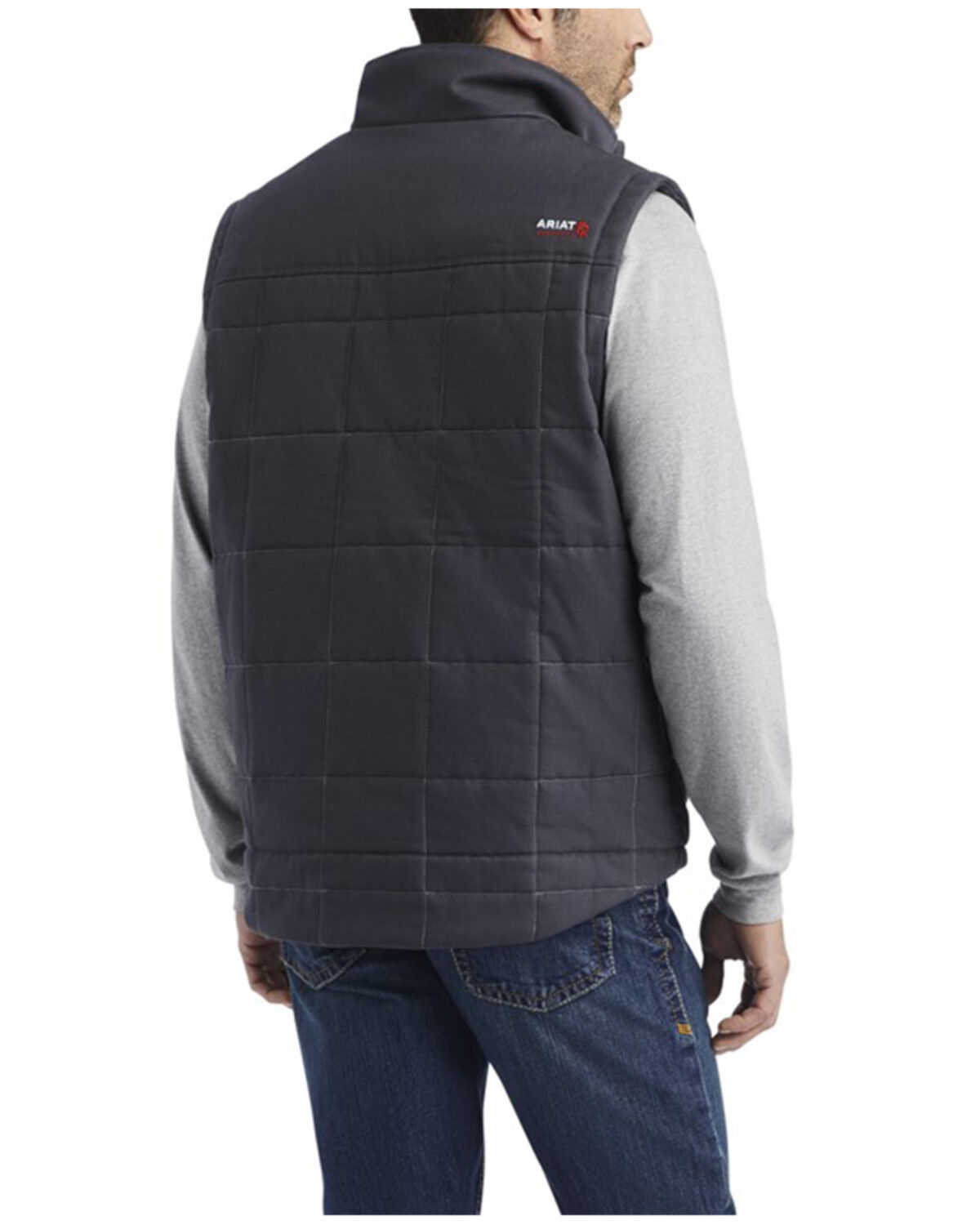 Image #2 - Ariat Men's FR Crius Insulated Zip-Front Work Vest, Grey, hi-res