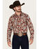 Image #1 - Cody James Men's Noah Paisley Print Long Sleeve Snap Western Shirt, Burgundy, hi-res