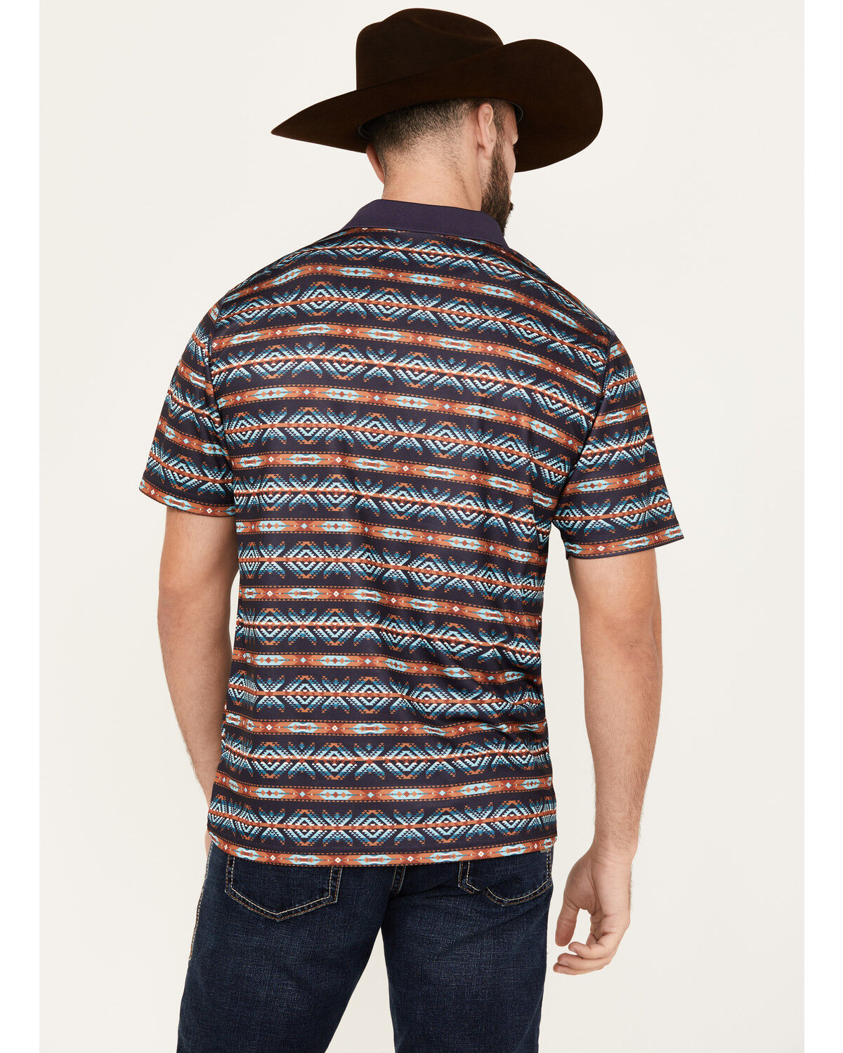 Image #4 - RANK 45® Men's Lusaka Southwestern Print Short Sleeve Polo Shirt, Dark Blue, hi-res