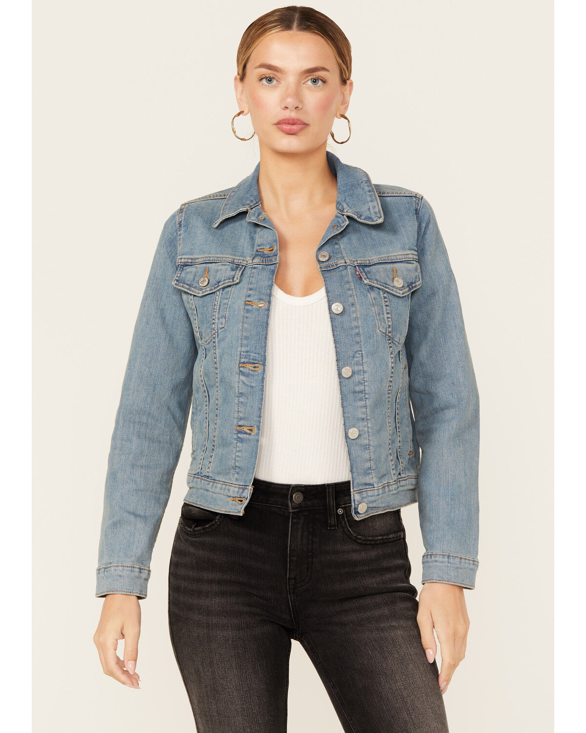 Image #1 - Levi's Women's Stone Wash Denim Original Trucker Jacket, Blue, hi-res