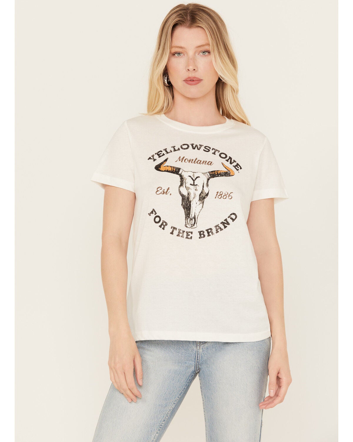 Paramount Network's Yellowstone Women's Dutton Ranch Short Sleeve Graphic Tee, Ivory, hi-res