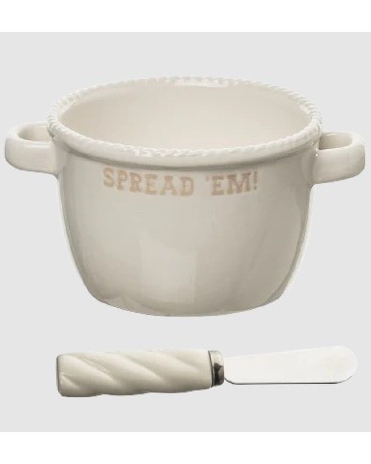 Image #1 - Totalee Gifts Spread 'Em Ceramic Bowl - 2 Piece, White, hi-res