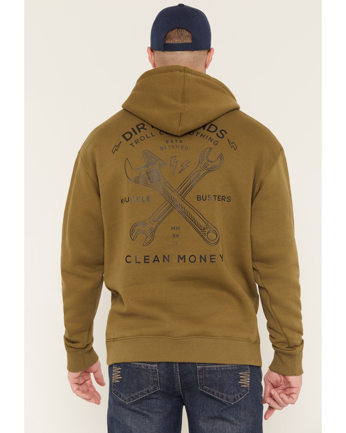 Image #1 - Troll Co Men's Twisting Wrenches Graphic Hooded Sweatshirt, Green, hi-res