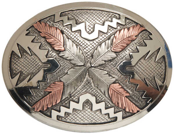 Image #1 - AndWest Vintage "Saguaro" Navajo Feathers Buckle, Two Tone, hi-res
