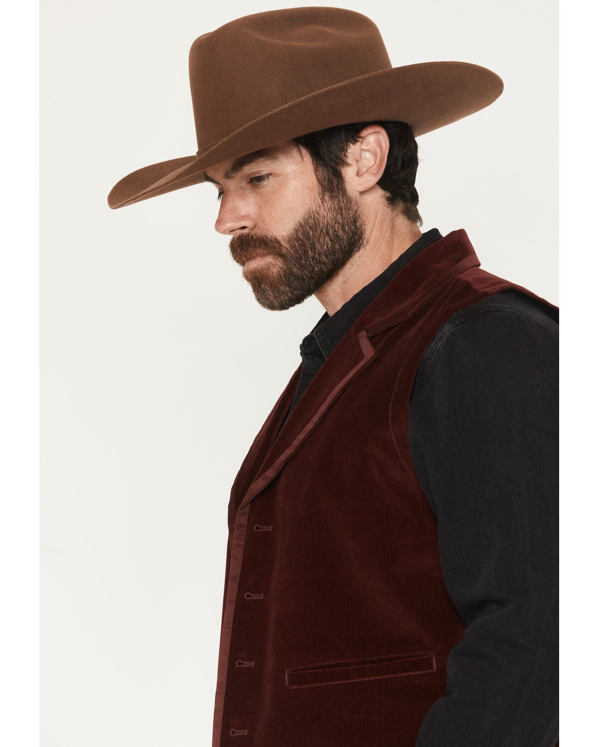 Image #2 - Moonshine Spirit&reg; Men's Single Breasted Velvet Vest, Burgundy, hi-res