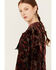 Image #2 - Shyanne Women's Burnout Velvet Peasant Lace-Up Top, Black, hi-res