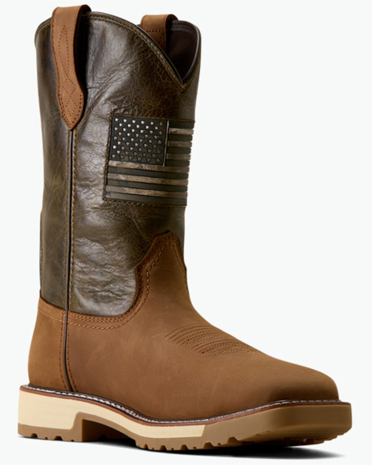 Ariat Men's Activator Patriot Pull-On Work Boots - Steel Toe, Brown, hi-res