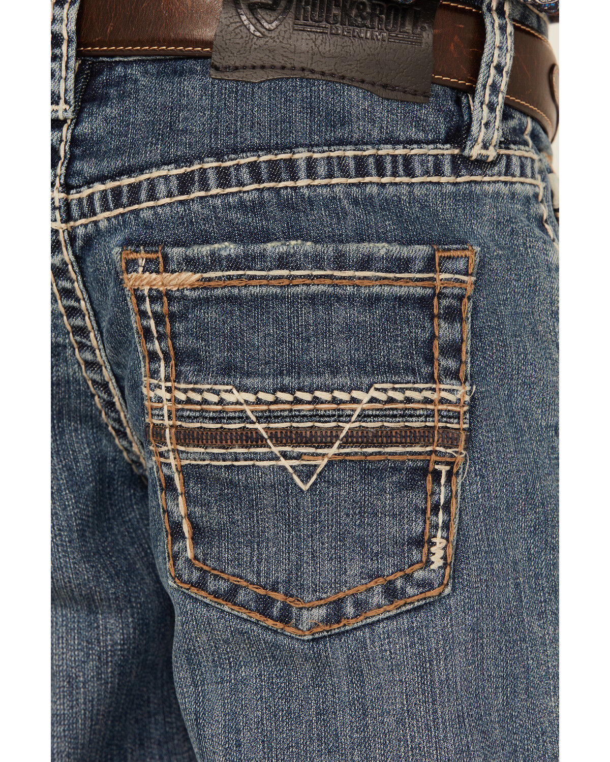 Image #4 - Rock & Roll Denim Boys' Medium Wash Bootcut Stretch Denim Jeans, Blue, hi-res