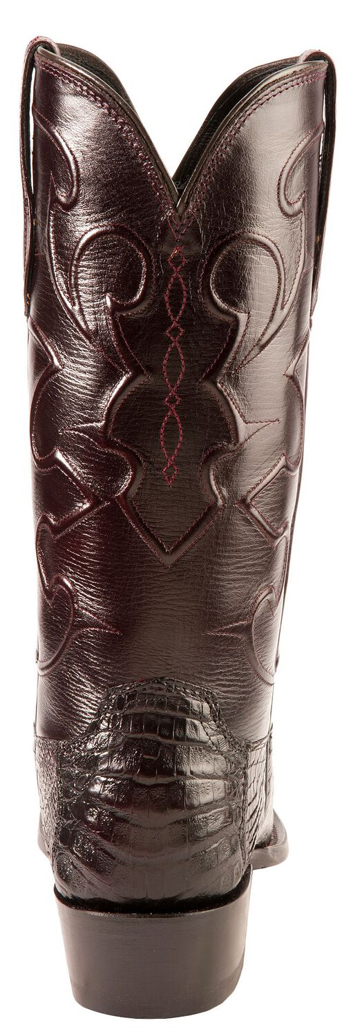 Image #7 - Lucchese Men's Charles Crocodile Belly Cowboy Boots - Round Toe, Black Cherry, hi-res