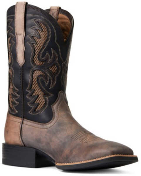 Image #1 - Ariat Men's Tally Ink Sport Frisco VentTEK Leather Performance Western Boot - Broad Square Toe , Brown, hi-res
