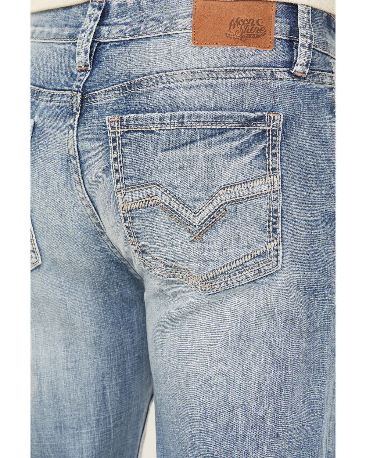 Image #4 - Moonshine Spirit Men's Decker Slim Straight Stretch Denim Jeans, Light Medium Wash, hi-res