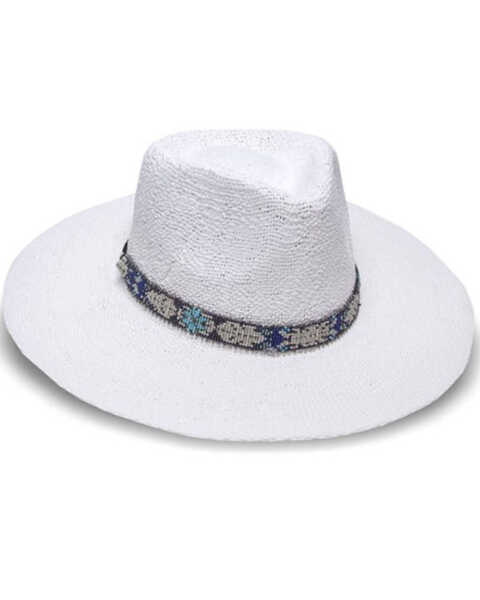 Nikki Beach Women's Aspen Straw Rancher Hat , White, hi-res
