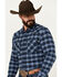 Image #2 - Pendleton Men's Wyatt Plaid Print Long Sleeve Snap Western Shirt, Dark Blue, hi-res