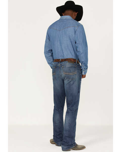 Image #4 - Wrangler 20X Men's 42MWX Cowboy Gardens Medium / Dark Wash Vintage Bootcut Stretch Denim Jeans, Blue, hi-res